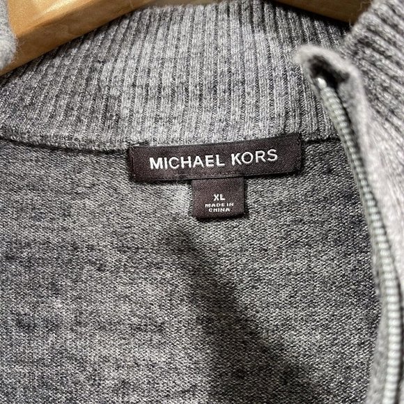 MICHAEL KORS Mens Wool Blend Quarter Zip Knit Sweater Charcoal Gray Size XL - Picture 4 of 11